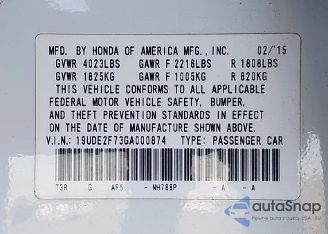 2016 Acura Ilx Premium Package/Technology Plus Package z USA, uszkodzony, nr VIN 19UDE2F73GA000874